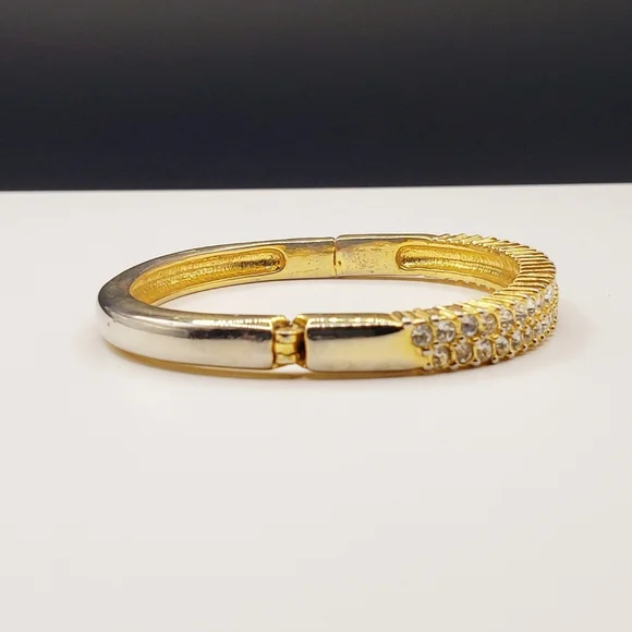 Rhinestone Row Bar Bangle Tennis Bracelet - Picture 5 of 10